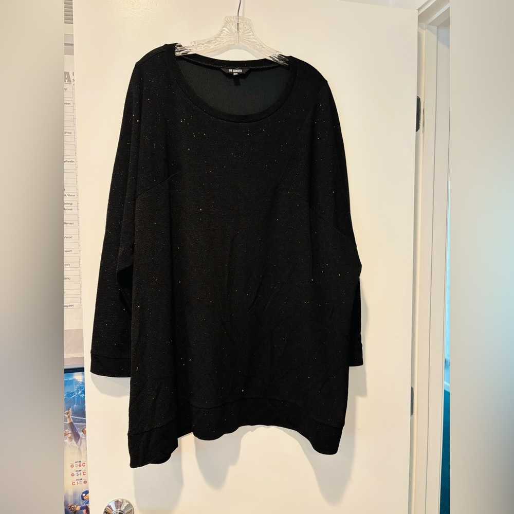 BB DAKOTA Black Glitter Sparkle Top, Size 2X